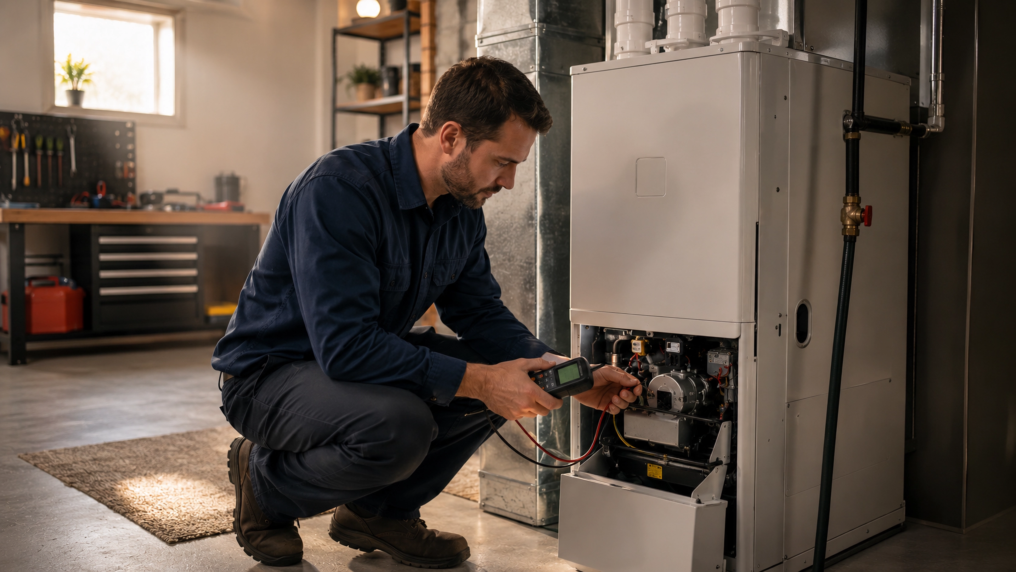 Northpoint HVAC technician at work on a furnace